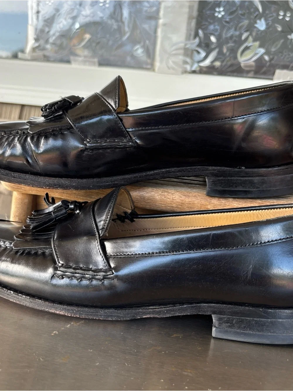 Bostonian Crown Windsor Black Leather Tassel Kiltie Loafers men’s 10.5 D